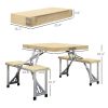 Outsunny Folding Picnic Table with Seats and Umbrella Hole, Aluminum Frame Camping Table and Chairs Set, Portable for Patio, Yard, Porch, Beach, BBQ