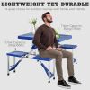 Outsunny Folding Picnic Table with Seats and Umbrella Hole, Portable Camping Chairs Set, 4-Seat, Aluminum Frame, Blue