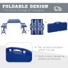 Outsunny Folding Picnic Table with Seats and Umbrella Hole, Portable Camping Chairs Set, 4-Seat, Aluminum Frame, Blue